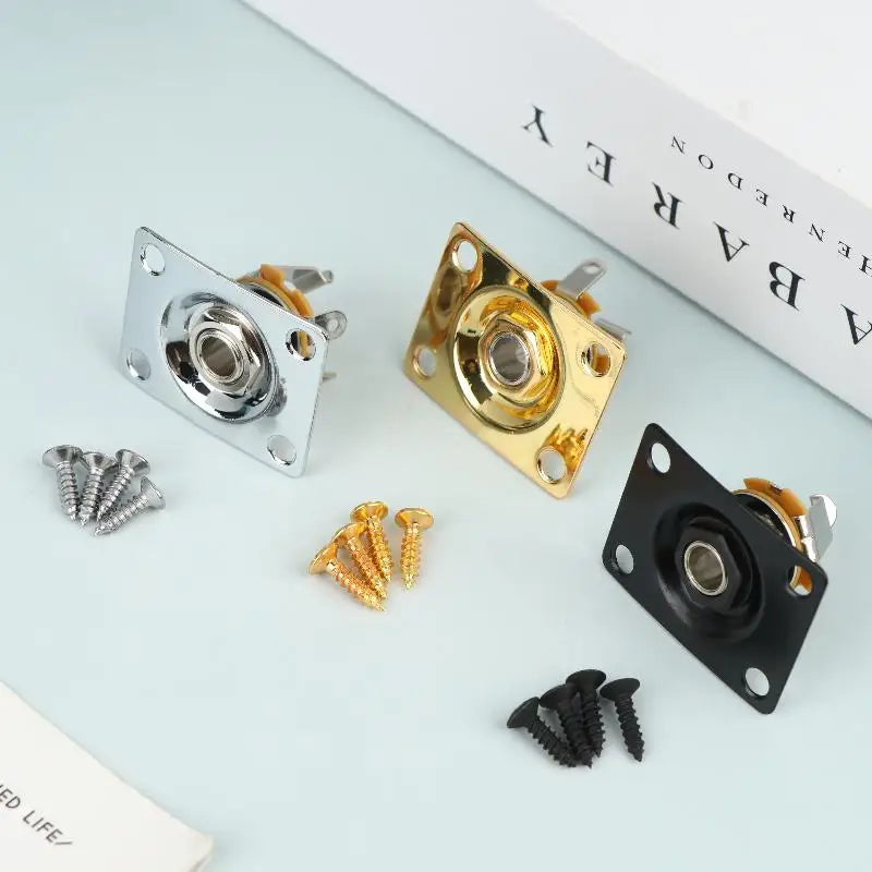 Square Metal Guitar Output Jack Plate – Socket Panel Replacement