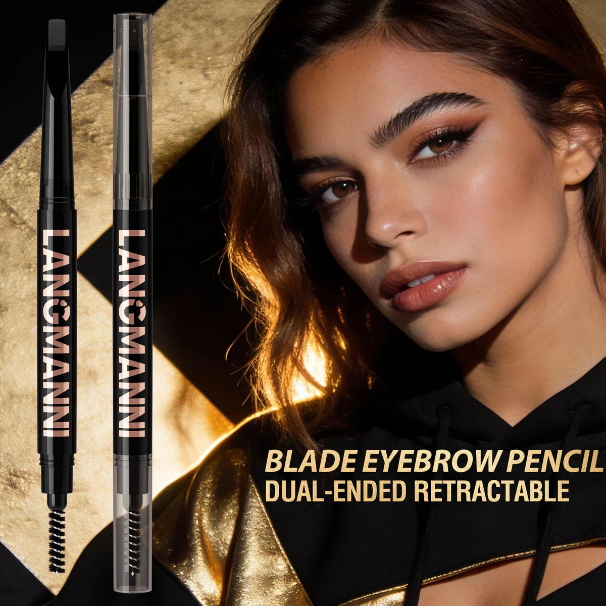 Double Headed Eyebrow Pencil Waterproof Sweat Proof Anti Smudging Zpaxo