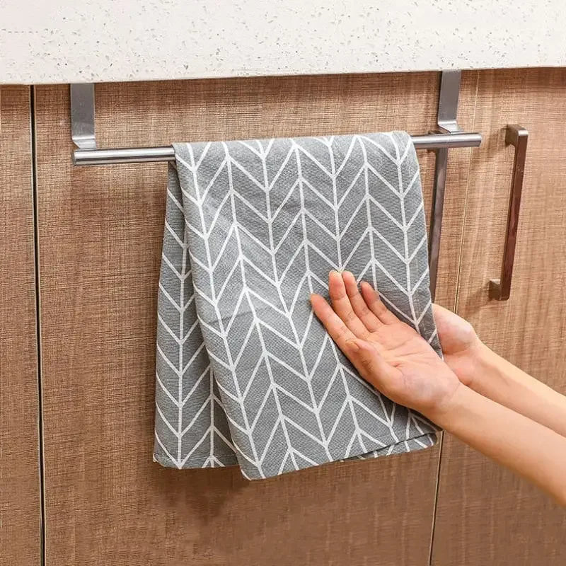 1Pcs Stainless Steel Extendable Over Door Towel Rack Organizer For Bathroom Kitchen Cabinet Adjustable Hanging Storage Bar Zpaxo