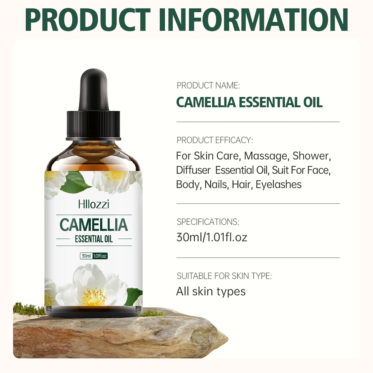 Camellia Oil Essential - Pure Natural Moisturizer for Face & Hair, Hydrating, Non - Greasy Multifunctional essential oil for all Zpaxo