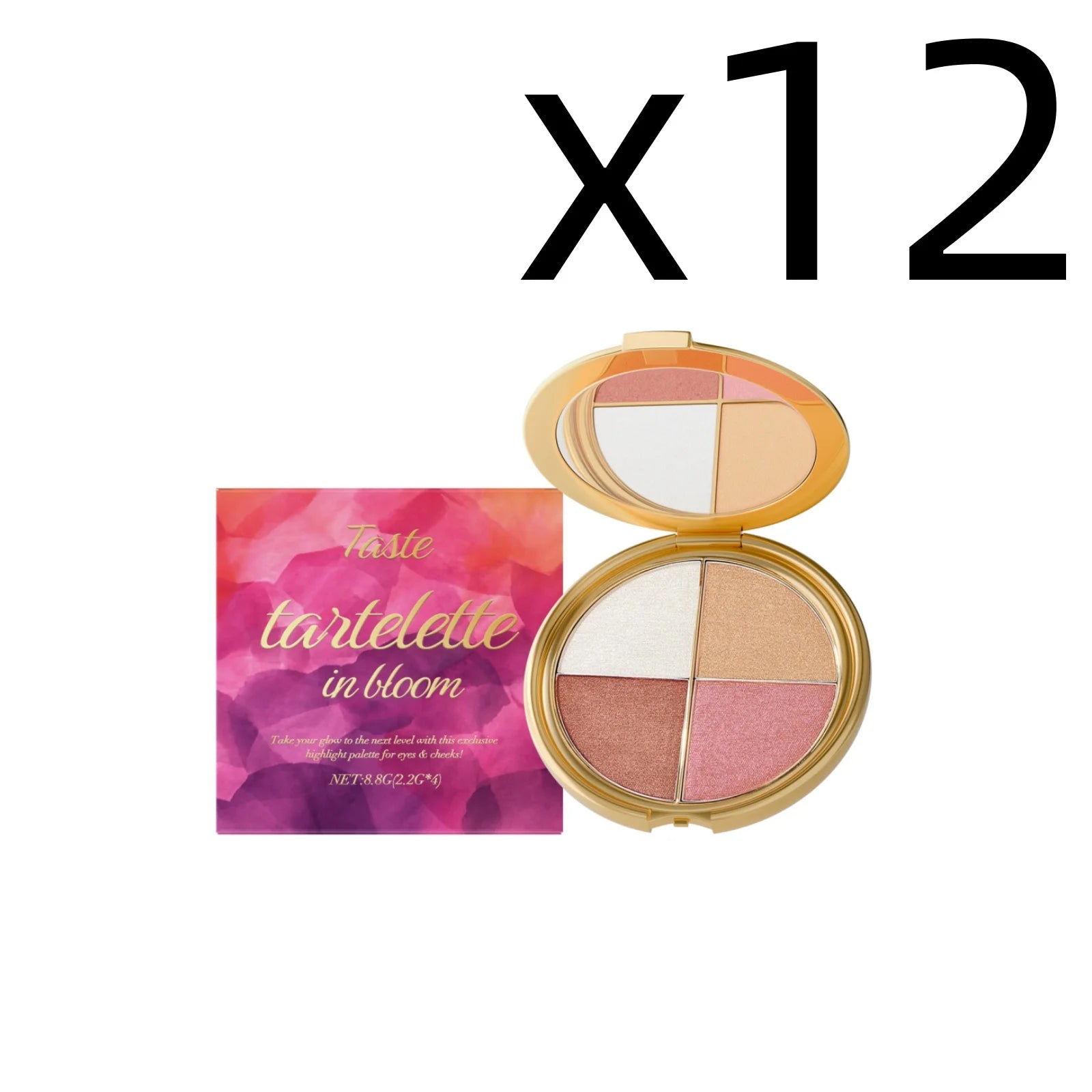 4-Color Highlight Powder Blush & Eye Shadow Palette | Natural Glow Eye Shadow Palette Zpaxo 8.8g Boxed X 12PCS
