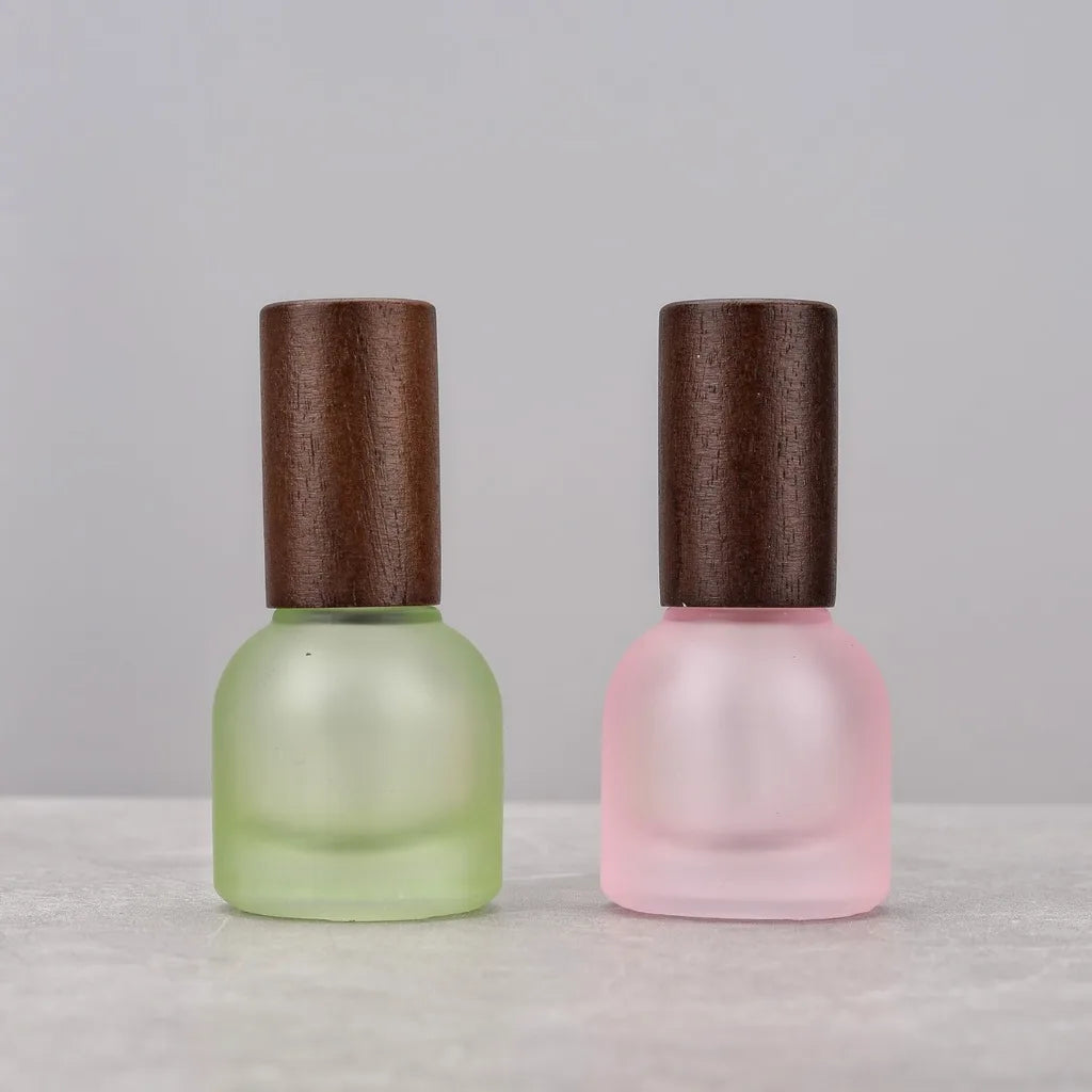 10ml Frosted Glass Refillable Perfume Spray Bottle | Wood Cap