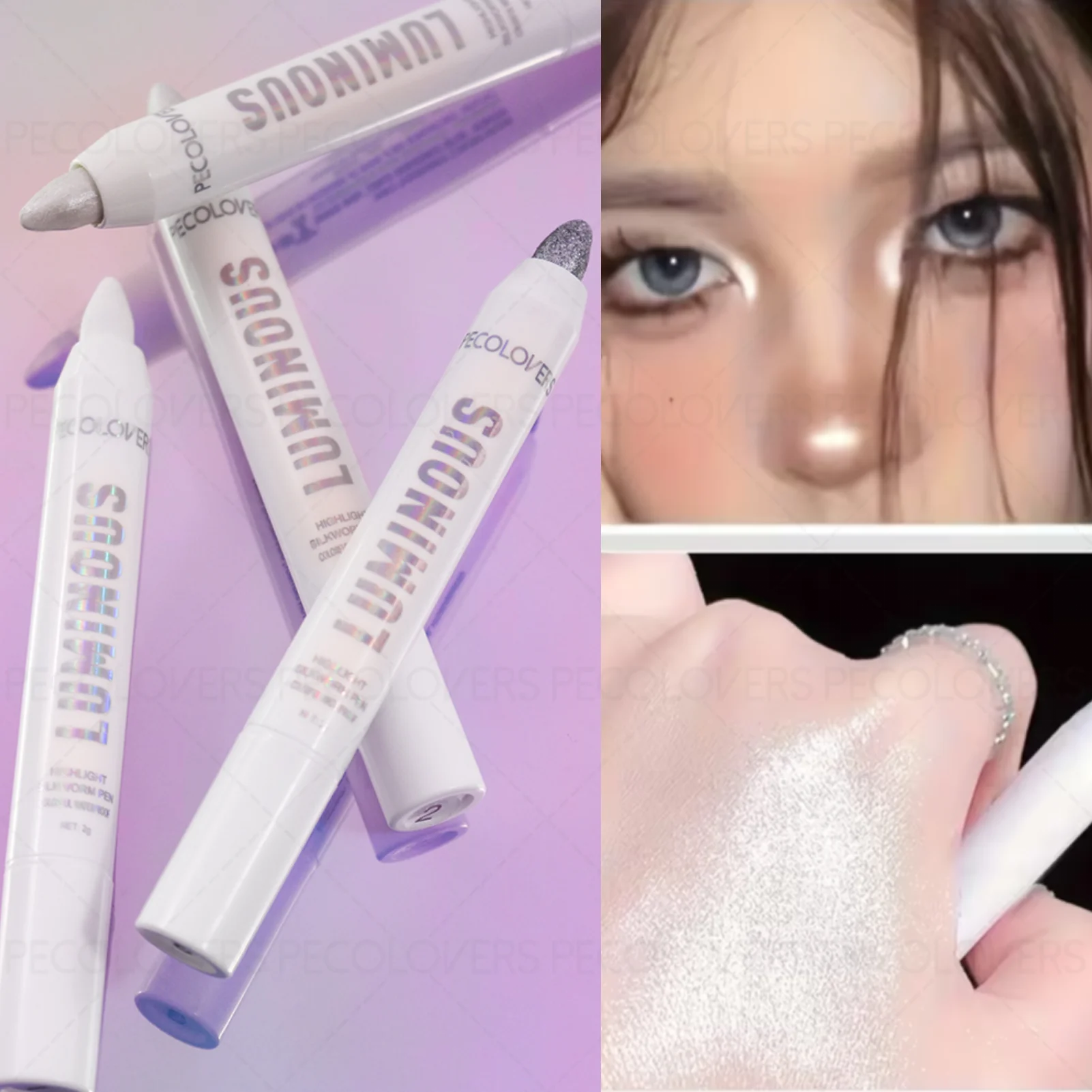 1PC Shimmery Matte Highlighter Eyeshadow Stick, Waterproof Long-Lasting, Non-Smudge Pearlescent Finish Zpaxo
