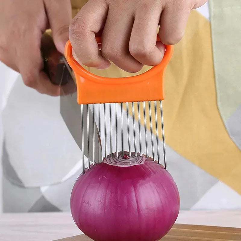 Stainless Steel Onion Holder & Vegetable Slicer Guide