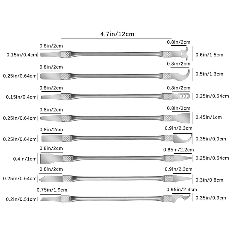 8in1 Electronics Repair Tool Curved Screen 304 Stainless Steel Pry Zpaxo 1Set