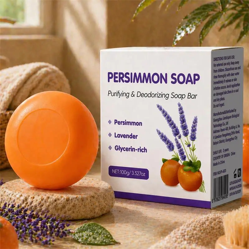 Persimmon Soap Bar – Deodorizing Deep Cleansing Face & Body 100g Handmade Soap Bar Zpaxo 100g soap 3pcs