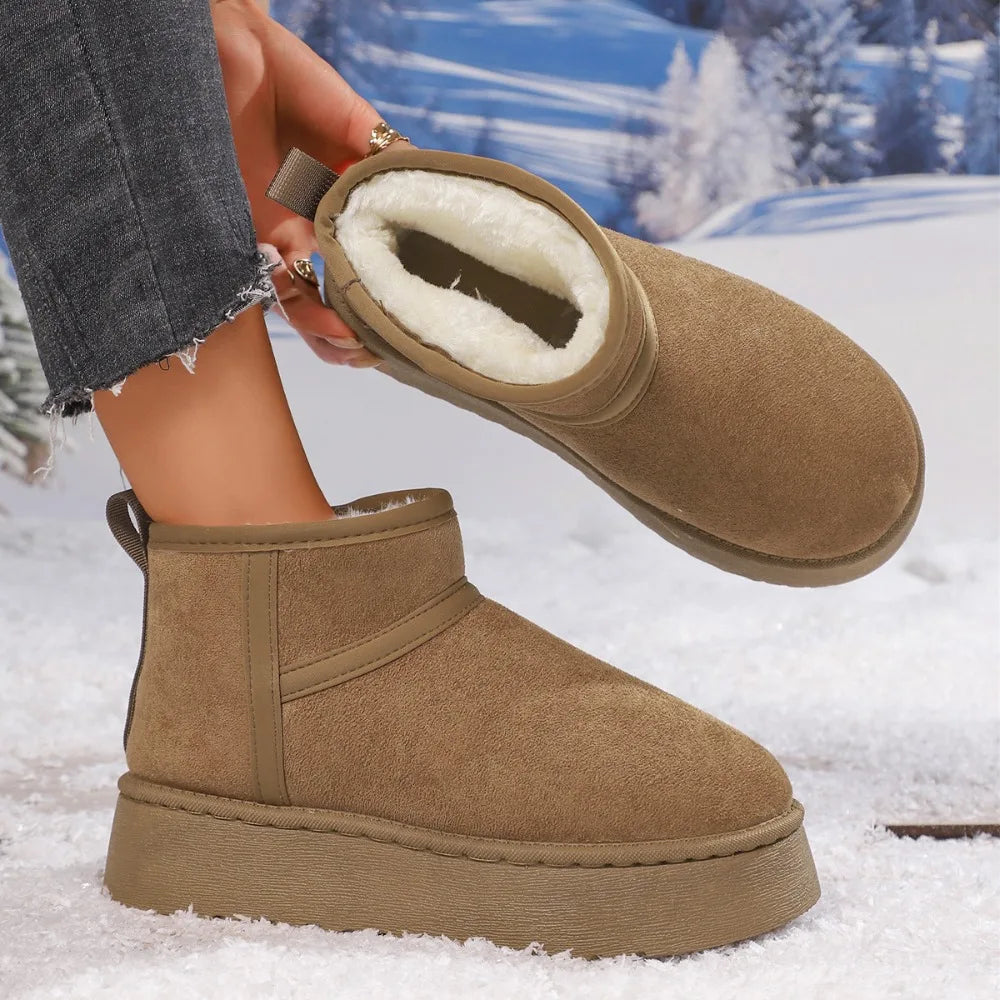 Winter Thick Bottomed Lined Large Head Snow Boots Women Warm Short Zpaxo 41 Orange