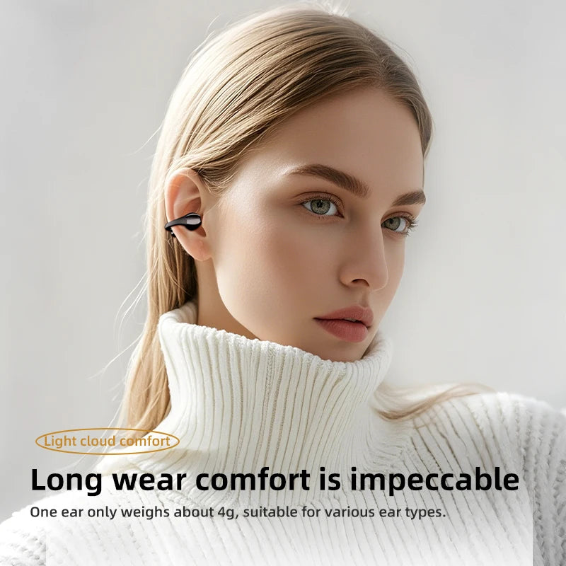 SEOBIOG Wireless Ear Clip Earbuds Bluetooth 5 4 Earphones Hifi Sound