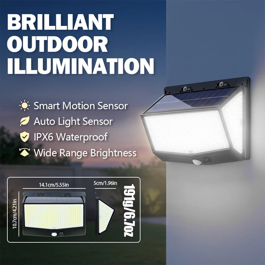 100 468 LED Porch Light Outdoor Waterproof Lamp 3 Mode PIR Solar Wall Zpaxo