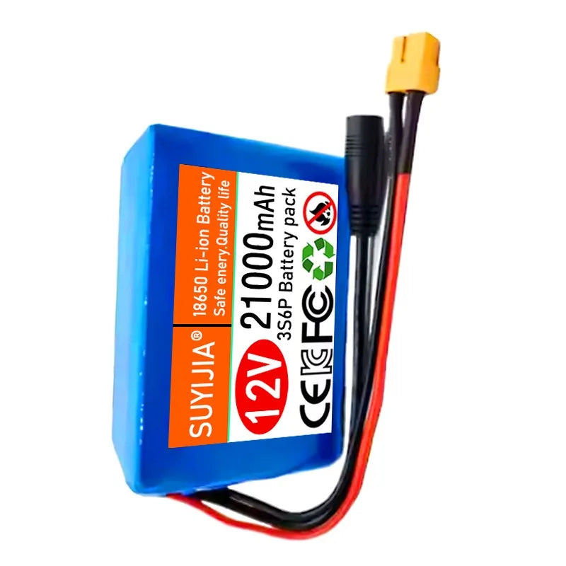 3S6P 12V 21000mAh Rechargeable 18650 Lithium Battery Pack DC 12.6V Charger with BMS for scooter CCTV Audio Amplifier Cam Monitor Zpaxo