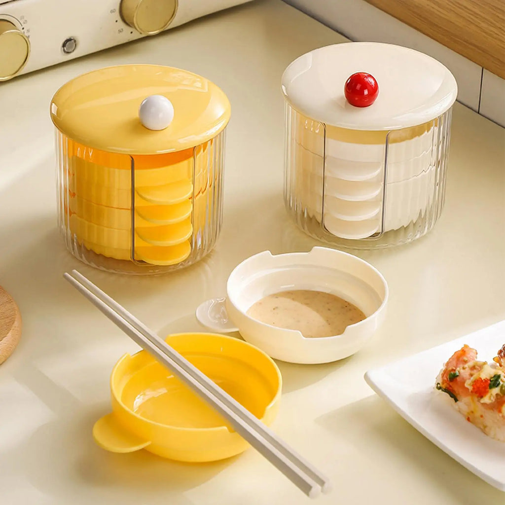 Dipping Sauce Bowl 5 Dustproof Dishes Lid Condiment Bowls Handle