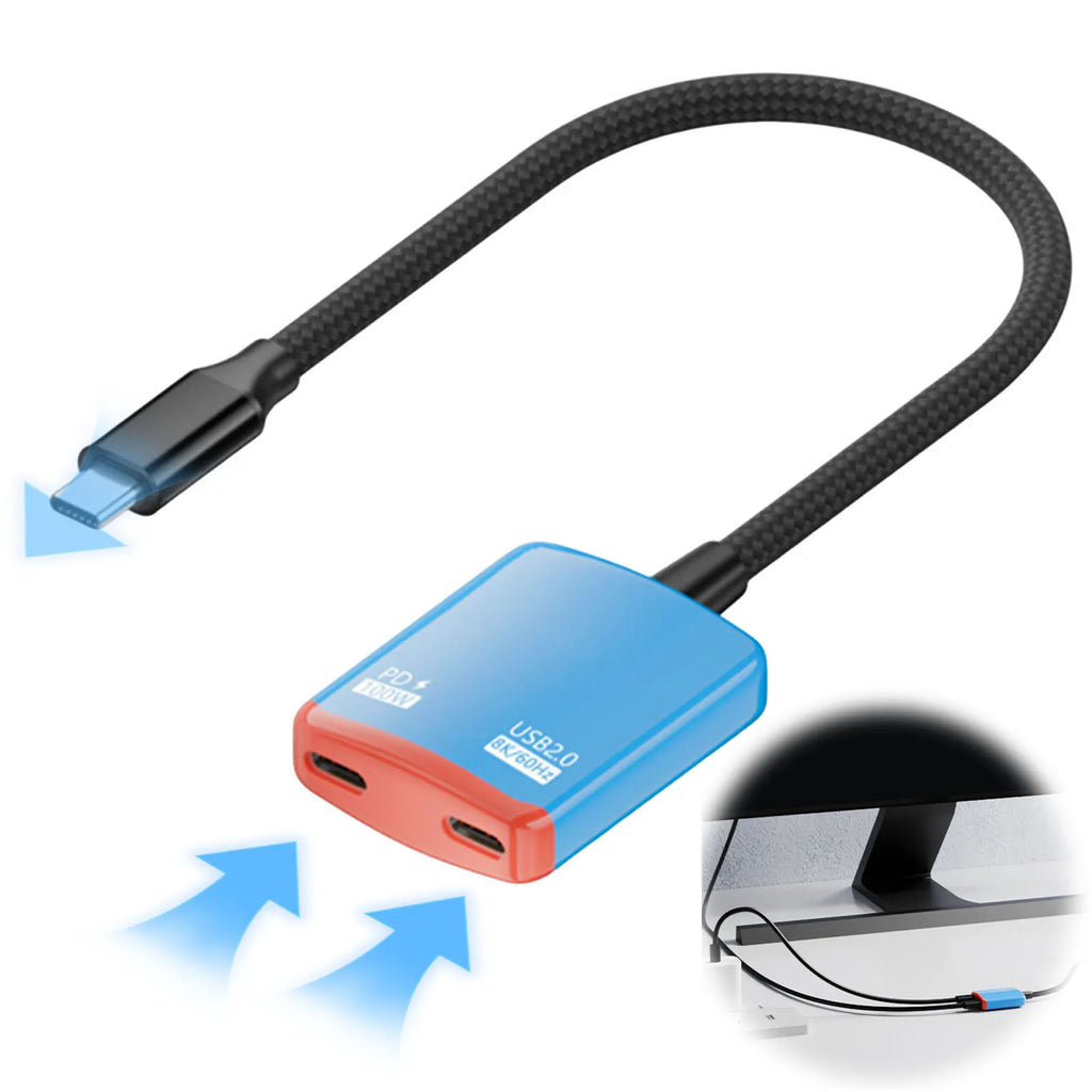 2-in-1 USB C AR Glasses Adapter 8K 60Hz Display Output Charge Play