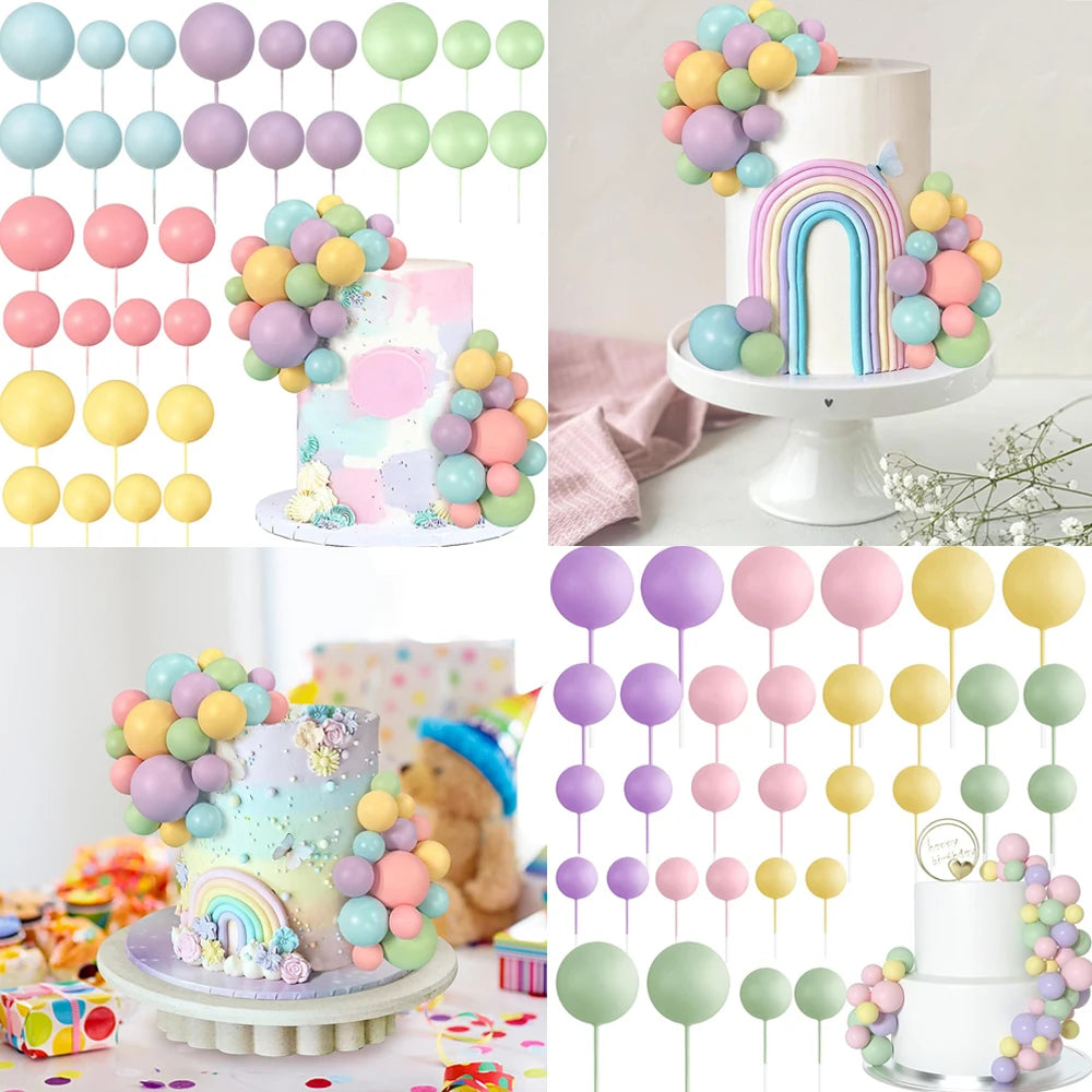 Ball Cake Toppers Colorful Pearl Decorations Birthday Wedding Baby Zpaxo
