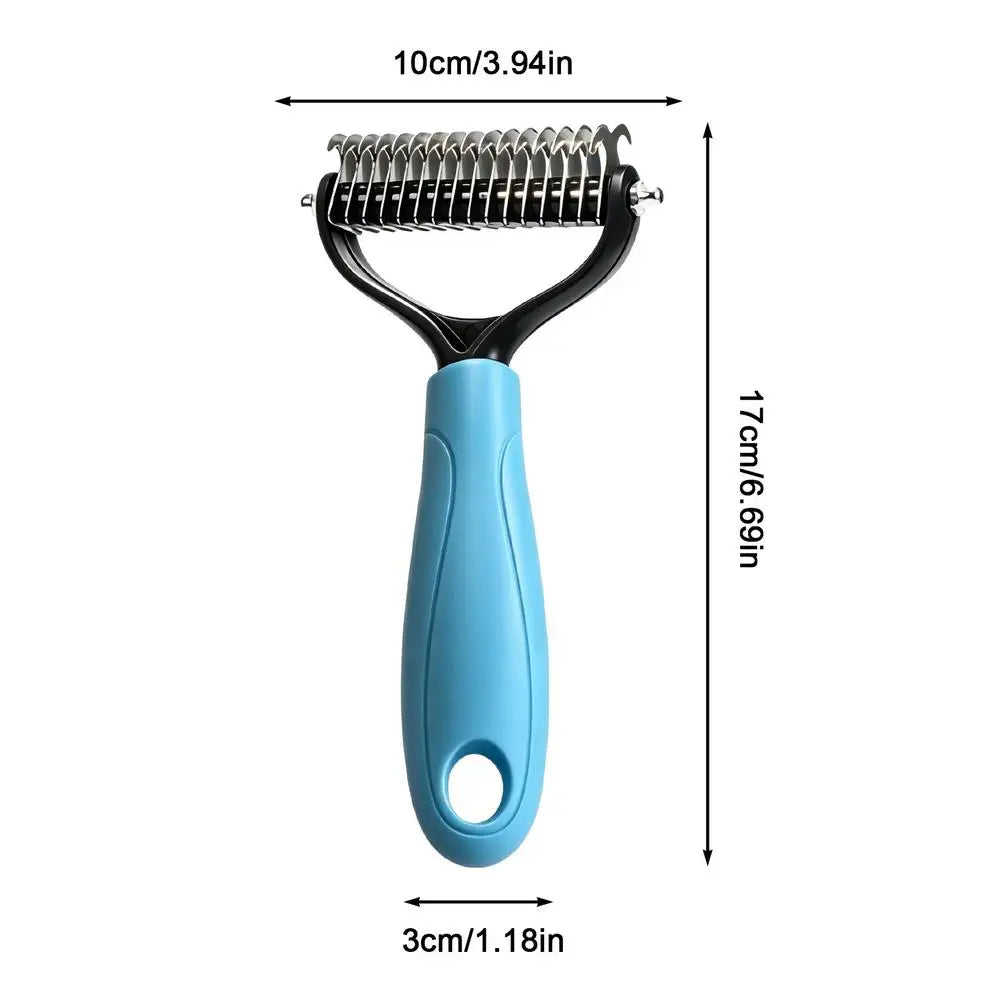 Pet Deshedding Brush – Dog & Cat Dematting Grooming Rake Pet Grooming Brush Zpaxo Blue