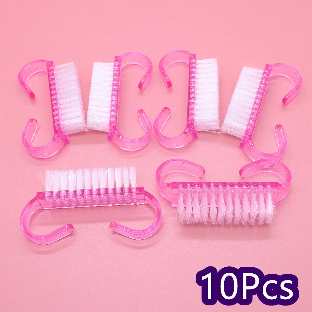 10/30Pcs Acrylic Nail Art Brushes 4 Colors Manicure Tool Set Soft Dust Removal Plastic Cleaning Brushes For Powder Dust Cleaning Zpaxo 10Pcs Pink