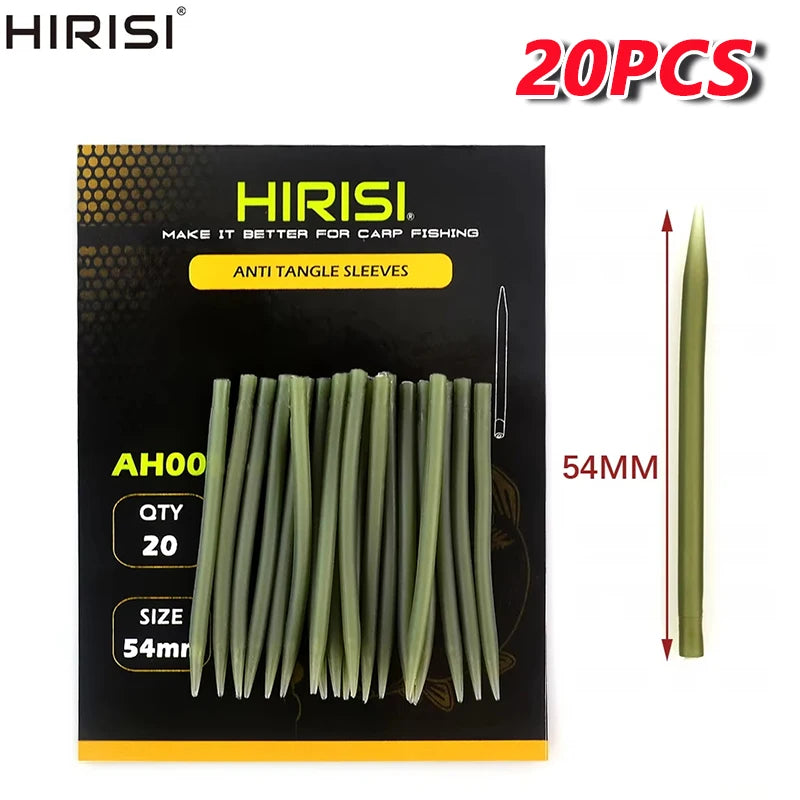 HIRISI 20pcs/20pcsX3 Carp Fishing Anti Tangle Sleeves Connect With Hook Carp Fishing Terminal Tackle AH007 For Outdoor Fishing Zpaxo AH007-54mm