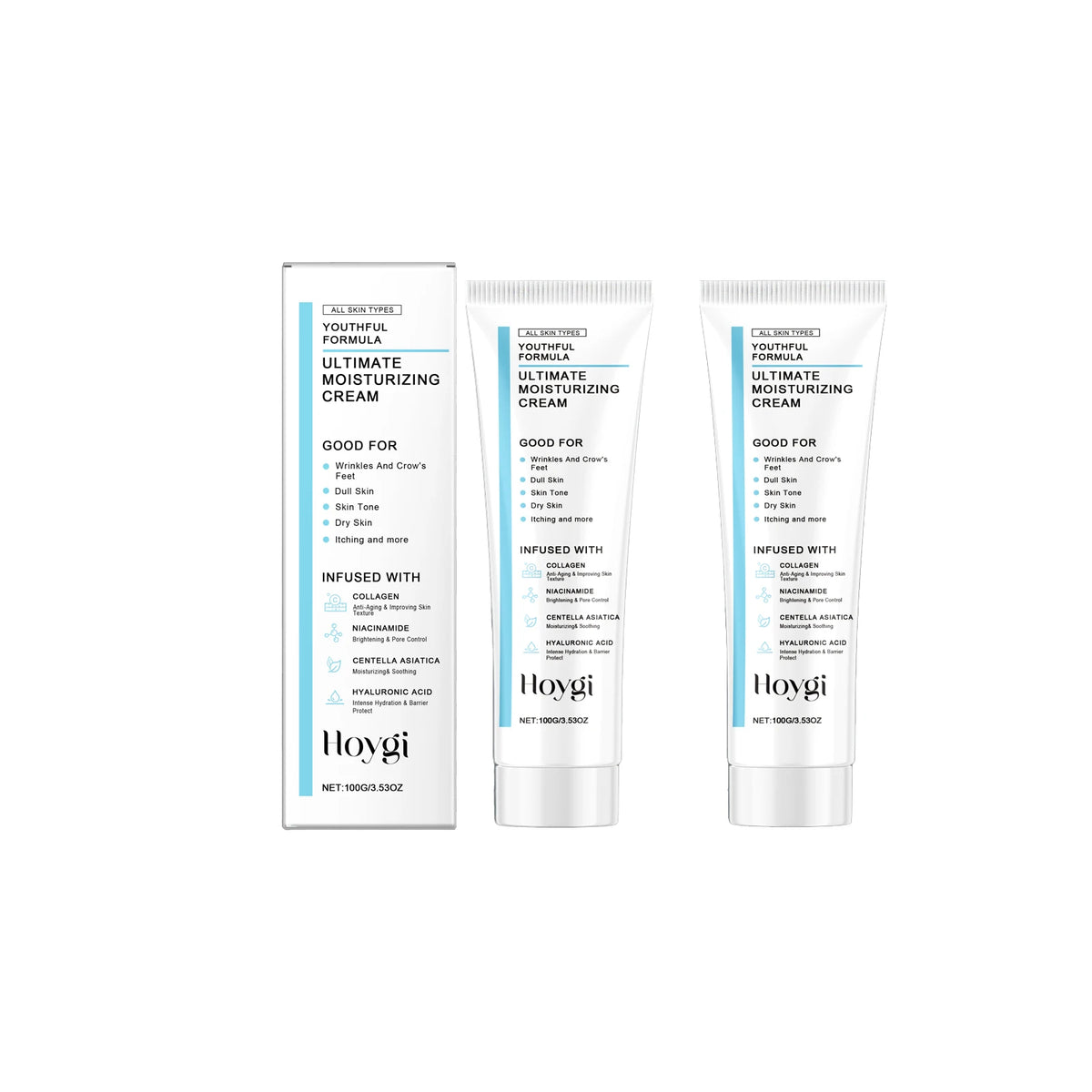 Hoygi Centella Asiatica Cica Cream Hydrating Soothing Daily Moisturizer for Sensitive Skin Brightening Anti Aging Facial Cream Zpaxo 2PCS