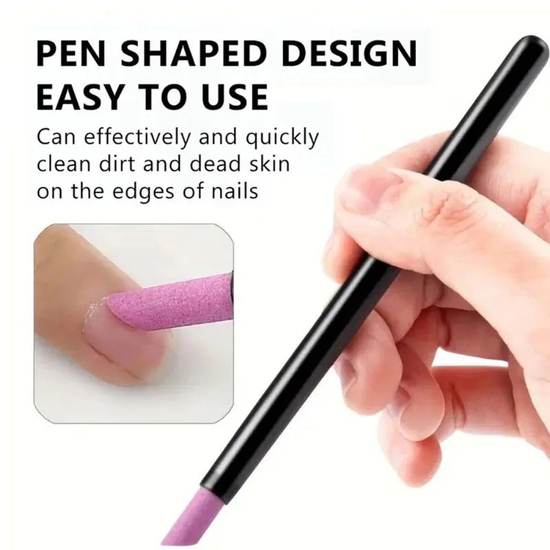1-6PC Nail File Cuticle Stone Pusher Sanding Sticks Nail Art Quartz Pen Cuticle Remover Trimmer Manicure Tools Pushing Dead Skin Zpaxo