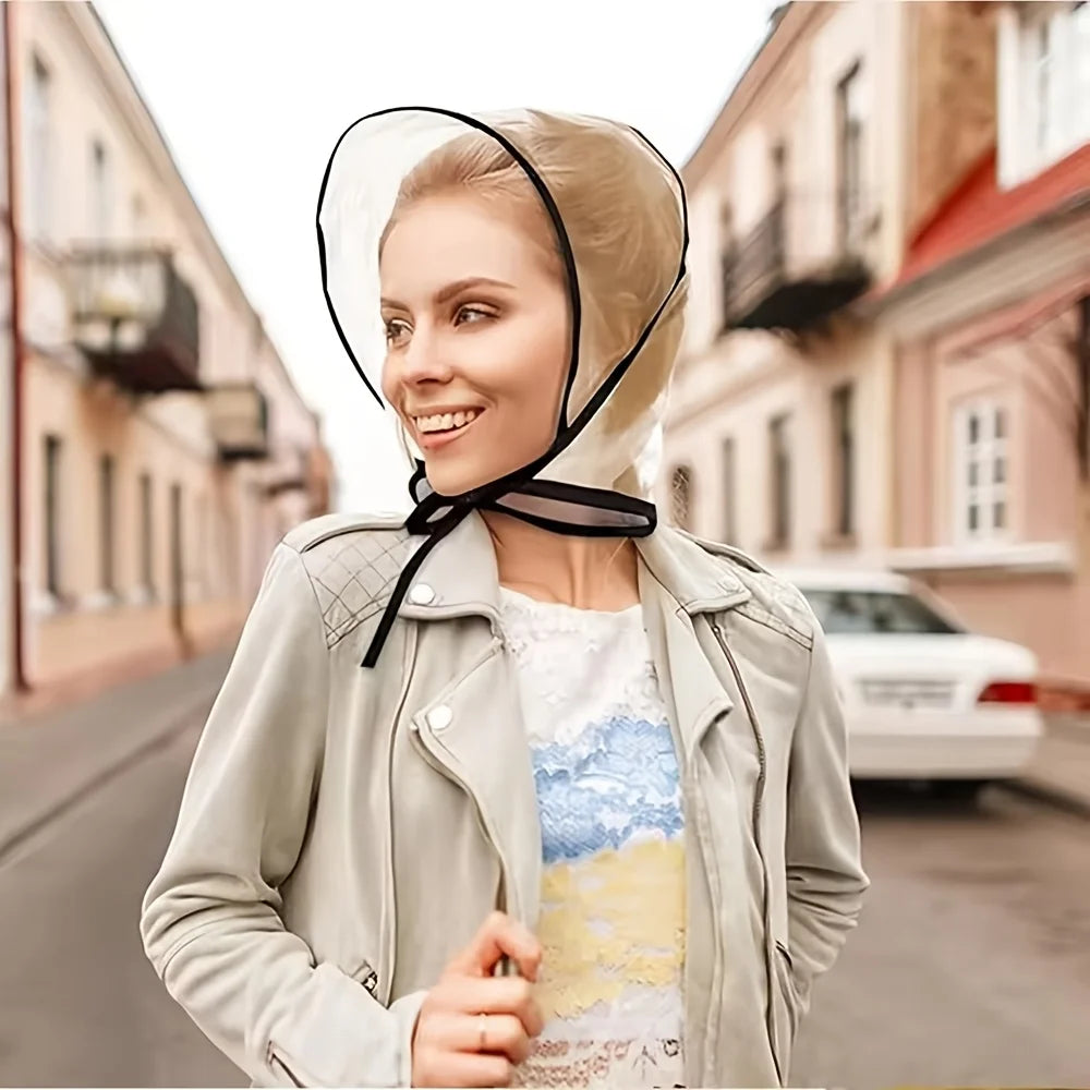 Clear Reusable Waterproof Rain Hat Wide Brim Women Lady Outdoor Zpaxo