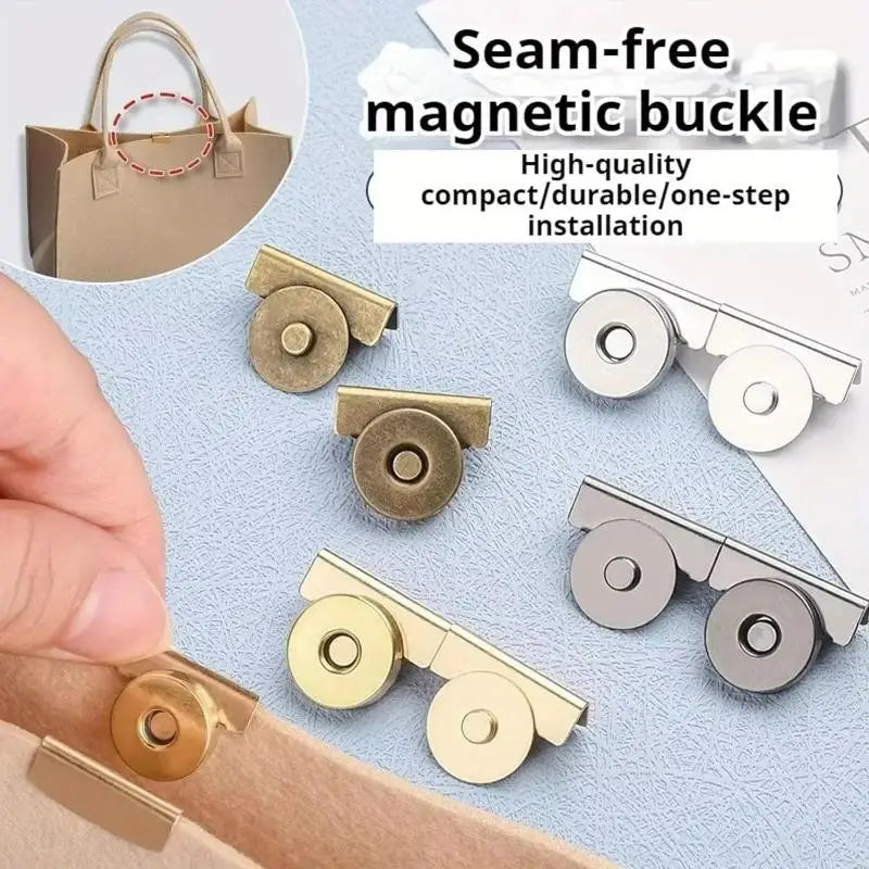 Metal Magnetic Snap Buttons – No-Sew DIY Bag Buckles 1–5 Pairs