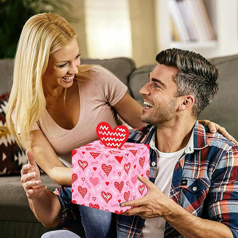 Valentine's Day Money Box For Cash Pull Pink & Red Money Pull Box For Cash Gift With Greeting Card Valentine Surprise Money Roll Zpaxo