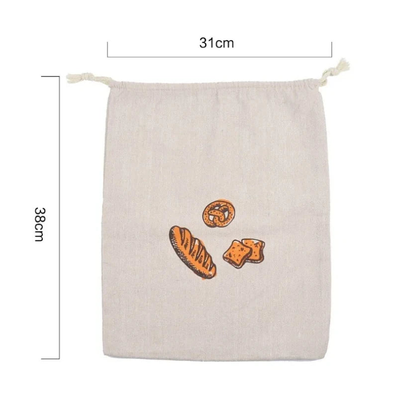 Linen Bread Bags Reusable Drawstring Large Washable Storage Food Accessories Home Unbleached Kitchen Organizer Zpaxo
