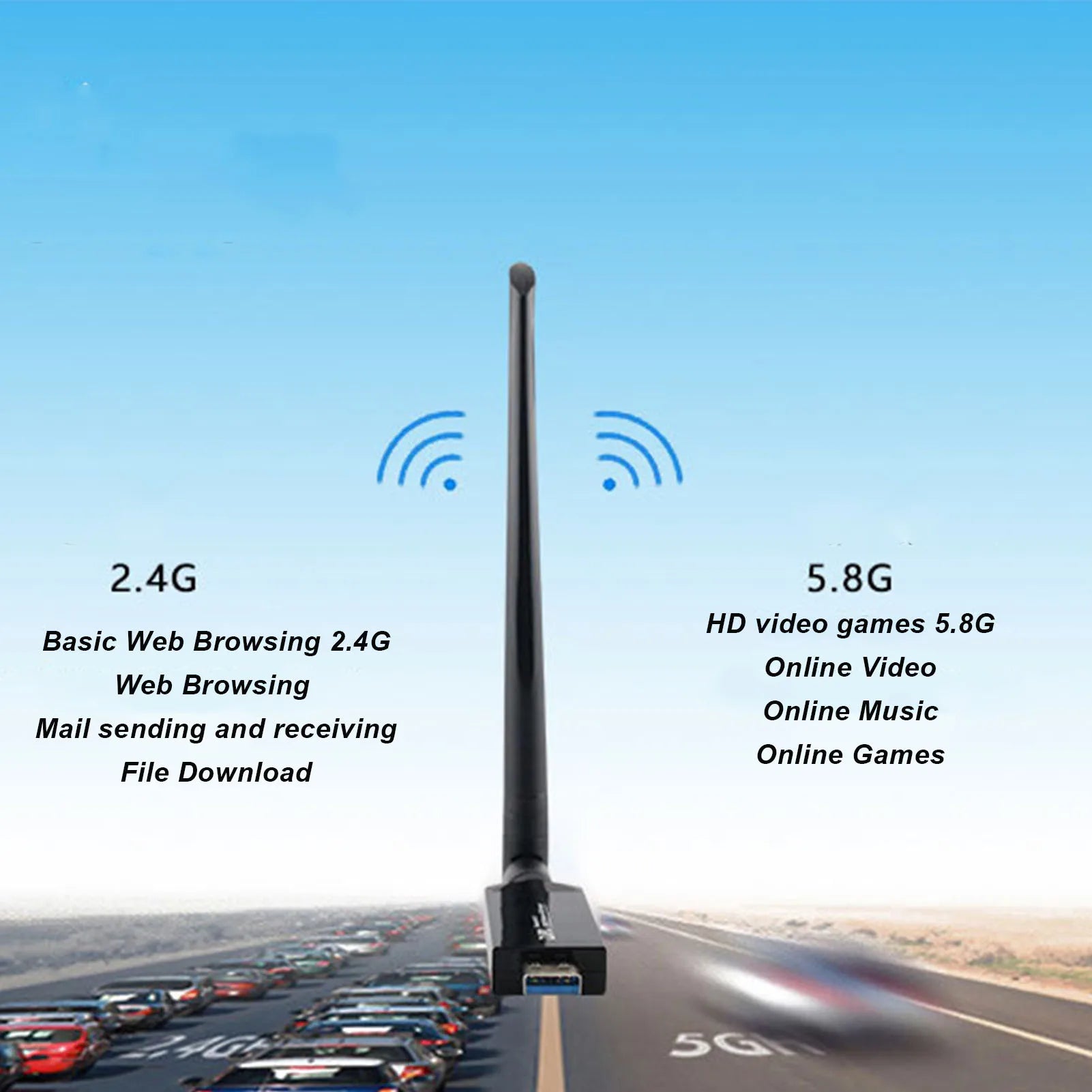 1200M Wireless Network Card W50L 5DB RTL8812AU Dual Band USB 3.0 Interface WiFi Adapter for Android for Win Zpaxo