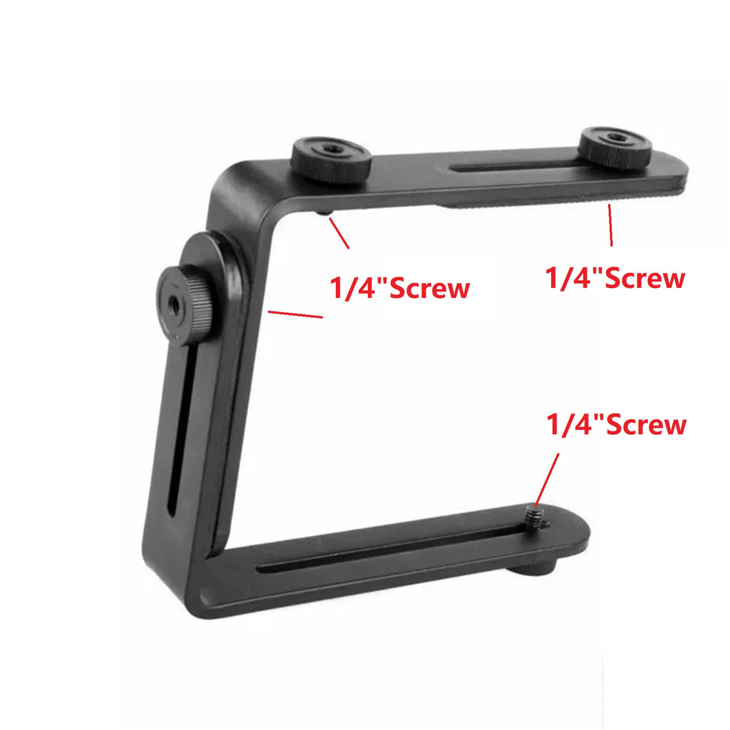 Dual L Shape Camera Flash Bracket Bilateral Frame Twin Double