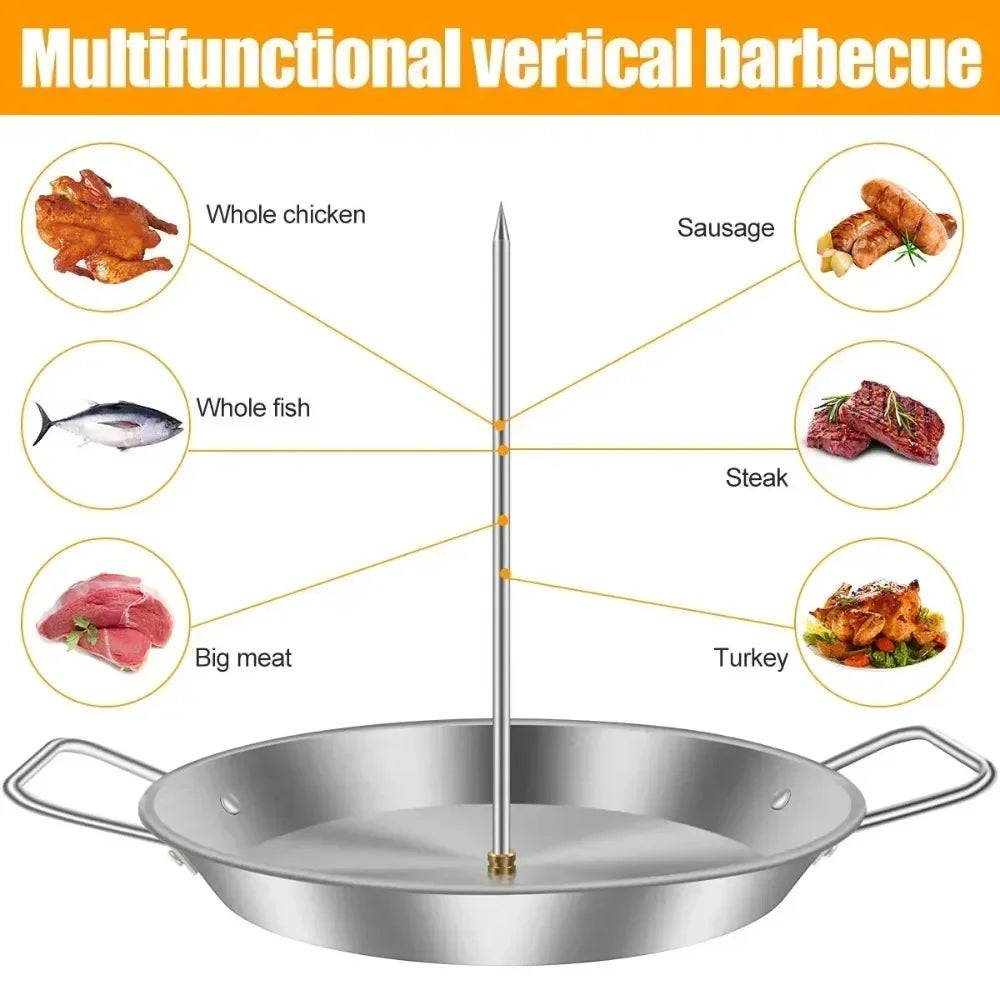 BBQ Stainless Steel Vertical Meat Skewer Roasting Meat Spit Skewers Brazilian Spikes Barbecue Grilling Rack Kitchen Accessories Zpaxo