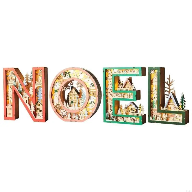 Handmade Wooden Letter Nightlight Decoration Hollowed Table LED Light