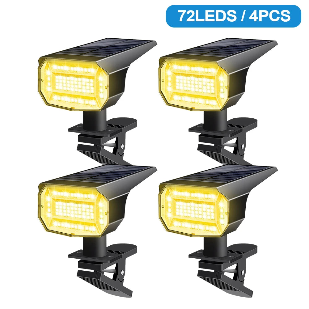 72LED Clip On Solar Wall Lights Outdoor 3 Modes Solar Sign Lights IP65 Waterproof Solar Wall Light For Railing Garden Zpaxo Warm White-4PCS