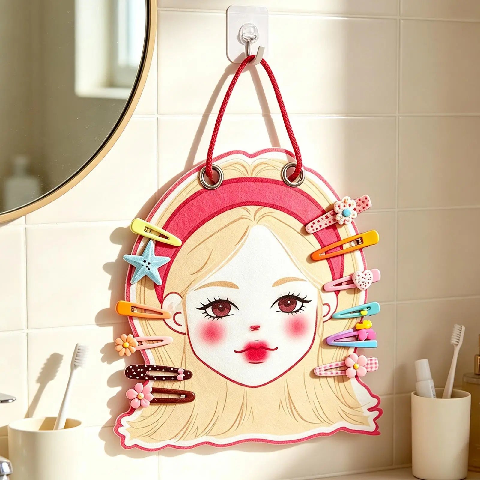 Hair Clip Holder Wall Mounted Organizer Girls Sunglasses Storing Rack
