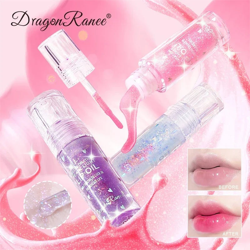 Transparent Glitter Lip Gloss Water-glossy Mirror Lip Glaze Moisturizing Color Changing Lip Oil Plump Crystal Jelly Lipgloss Zpaxo
