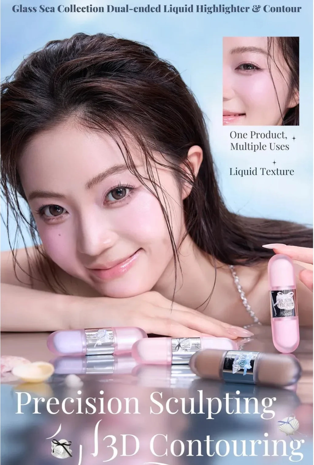 Flortte Liquid Contouring Sea pearl Double-end Highlighter Countour Light Shadow Shaping Concealer Shading Transferproof Makeup Zpaxo