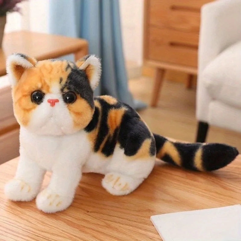 Stuffed Lifelike Cats Plush Toy Simulation American Shorthair Cute Zpaxo Yellow Black