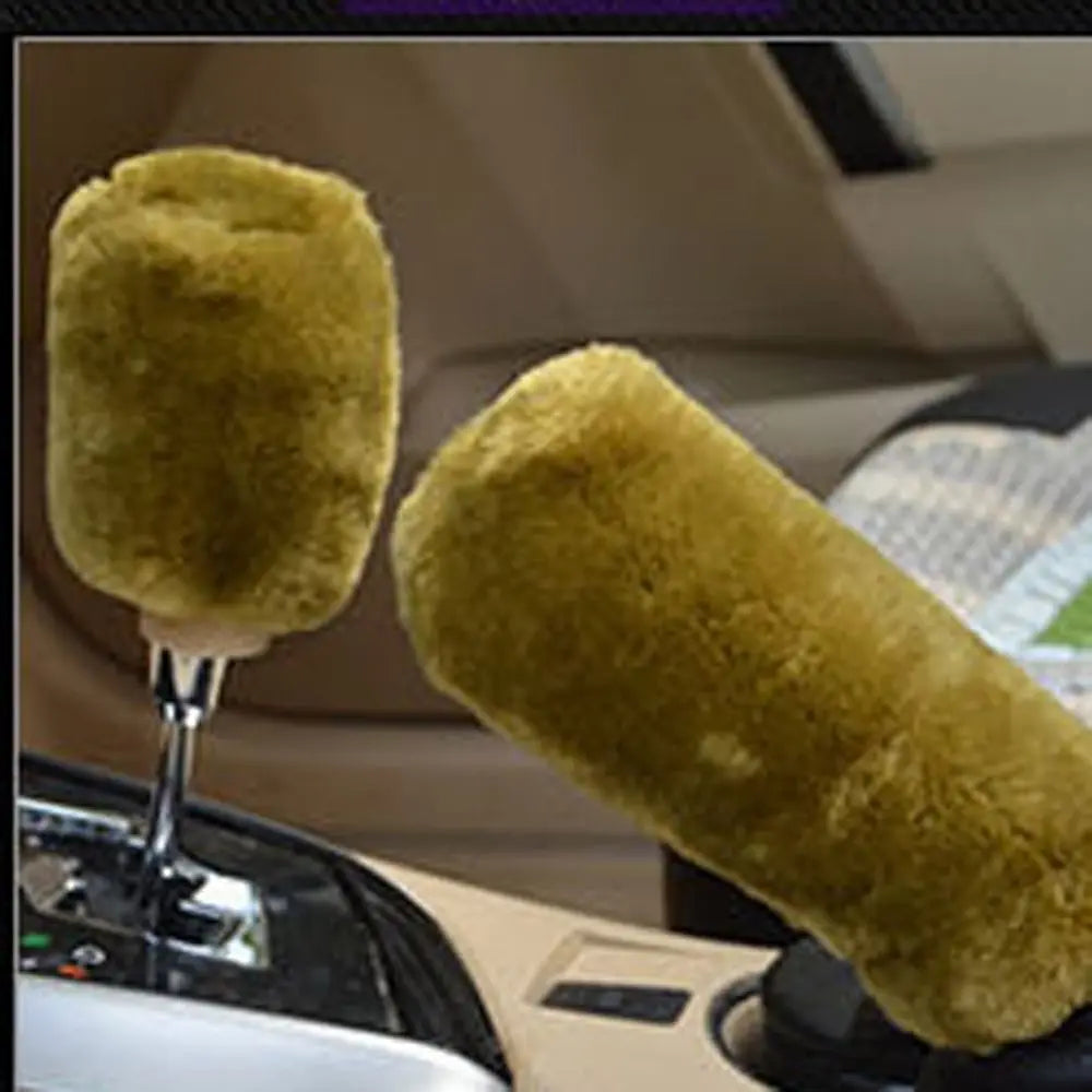 1 Pair Soft Plush Handbrake Cover Warm Thickening Car Solid Grip Zpaxo green