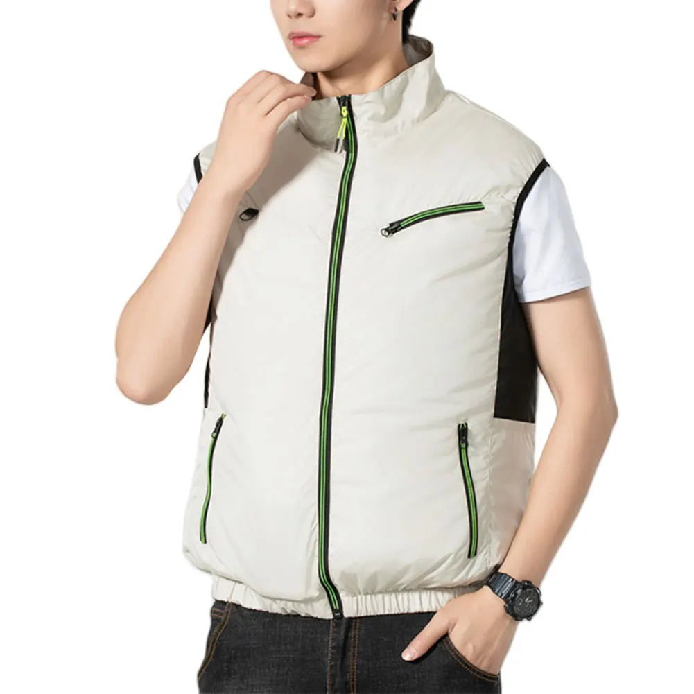 Cooling Vest Breathable Fan Sleeveless Workwear Hiking Fishing Camping