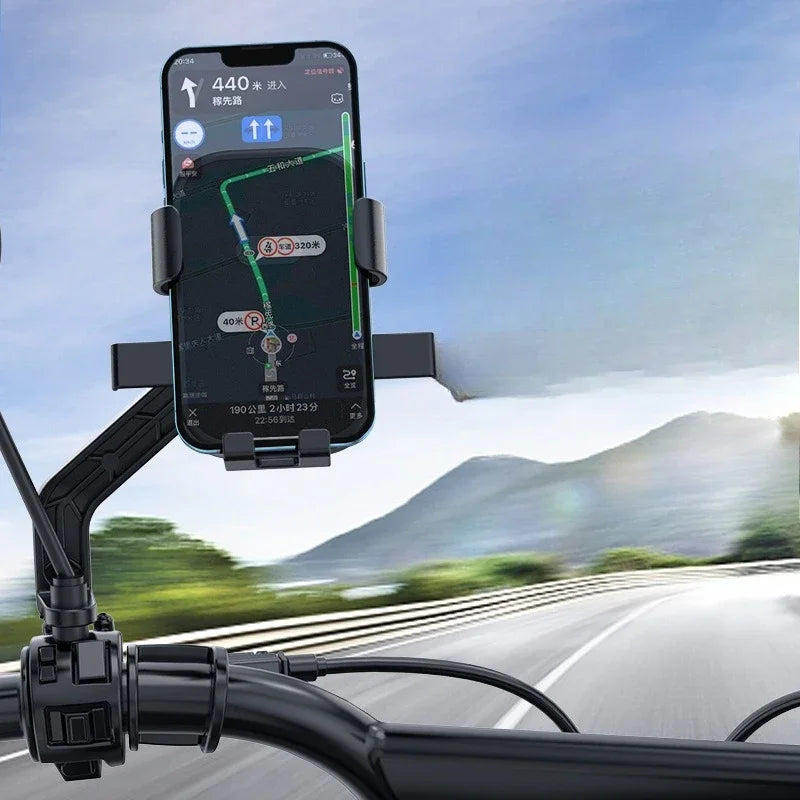 Electric Bike Mobile Phone Anti Drop Bracket Mountain Bike Delivery Rider Motorcycle Rearview Mirror Mobile Navigation Bracket Zpaxo