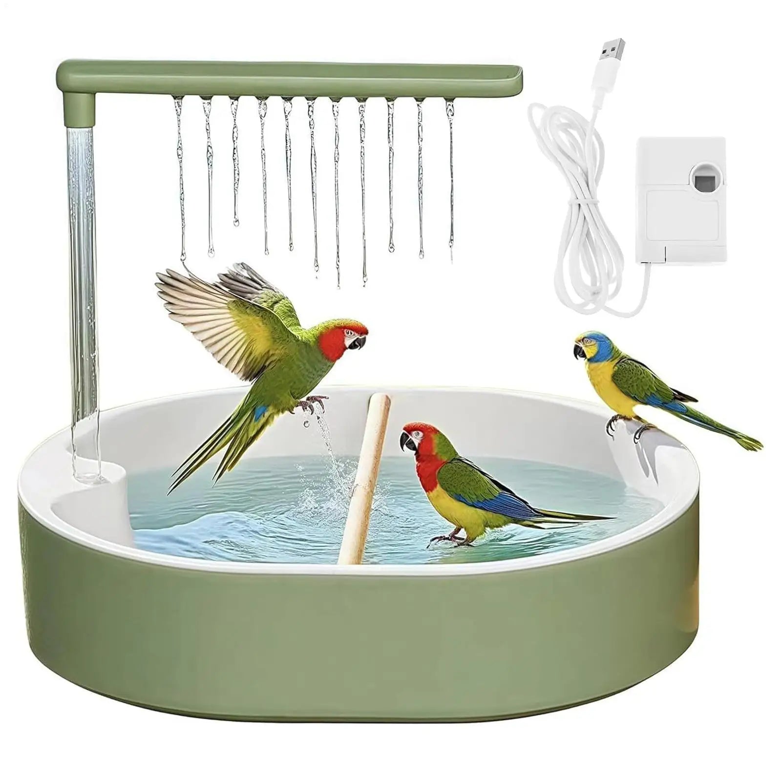 Bird Bath Quiet USB Pump Anti-Splash Indoor Bird Shower for Cage for Finch Lovebird Conure Canary Cockatiel Parakeet Cockatoo Zpaxo Default Title