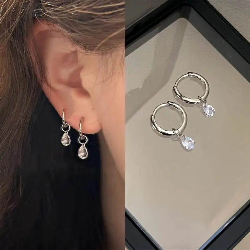 Sophisticated Droplet Zircon Earring Pendants Simple Chic Women's Ear Zpaxo