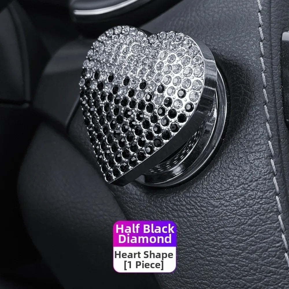 Push Start One-touch Button Cover Heart Shaped Decorative Decoration Zpaxo Gradient Black