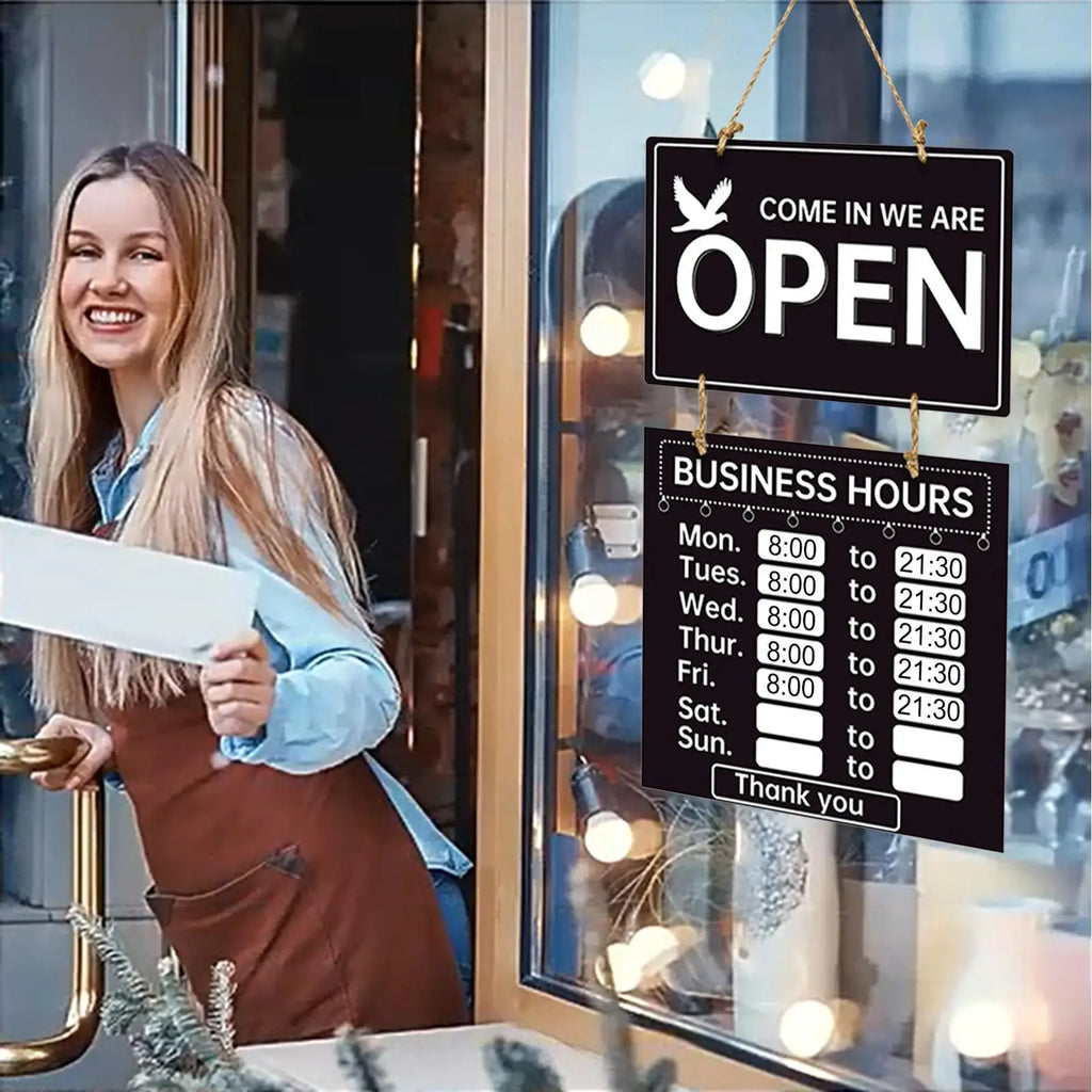 Double Sided Store Hours Sign Open Closed Decorative Welcome Boards
