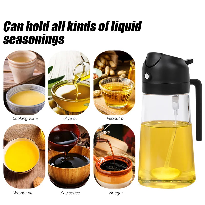 2in1 Plastic Spray Oil Sprayer Bottle Dispenser Jar Cruet BBQ Kitchen