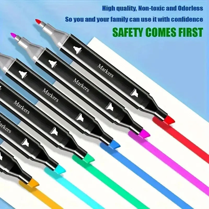 24-168Colors Dual Tip Art Markers Set, Alcohol Markers for Adult Students, Professional Sketch Pens for Drawing/Sketching/Manga Zpaxo