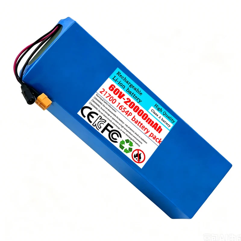 New 21700 16S4P 100% Original 60V 20Ah 21700 Li-ion Battery Pack 16S4P with BMS 0-2000W for High-power 67.2V Motorcycle Tricycle Zpaxo