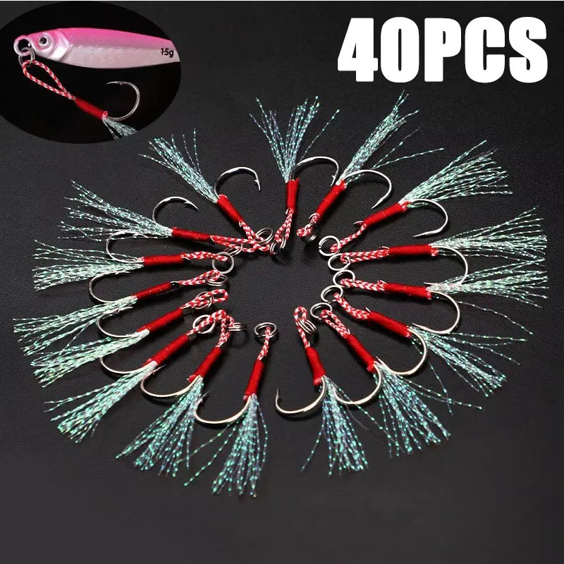 Barbed Jig Assist Hooks 10–60pc | High Carbon Steel Slow Jigging