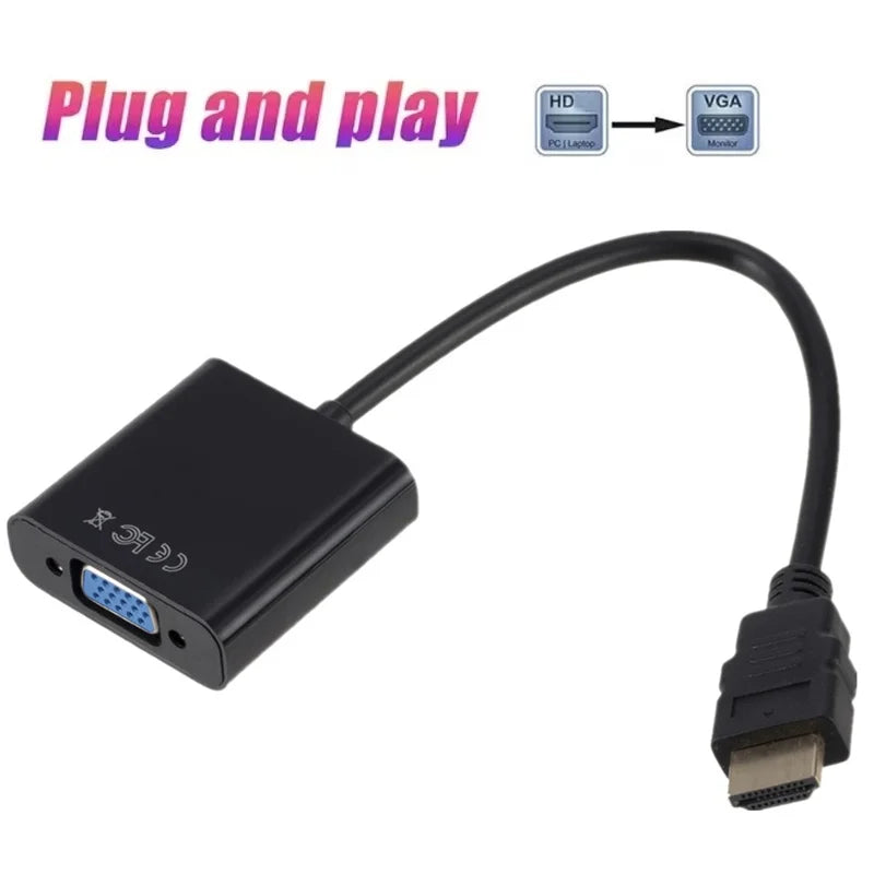 HDMI-compatible VGA Adapter Laptop Projector Monitor Audio Power Port