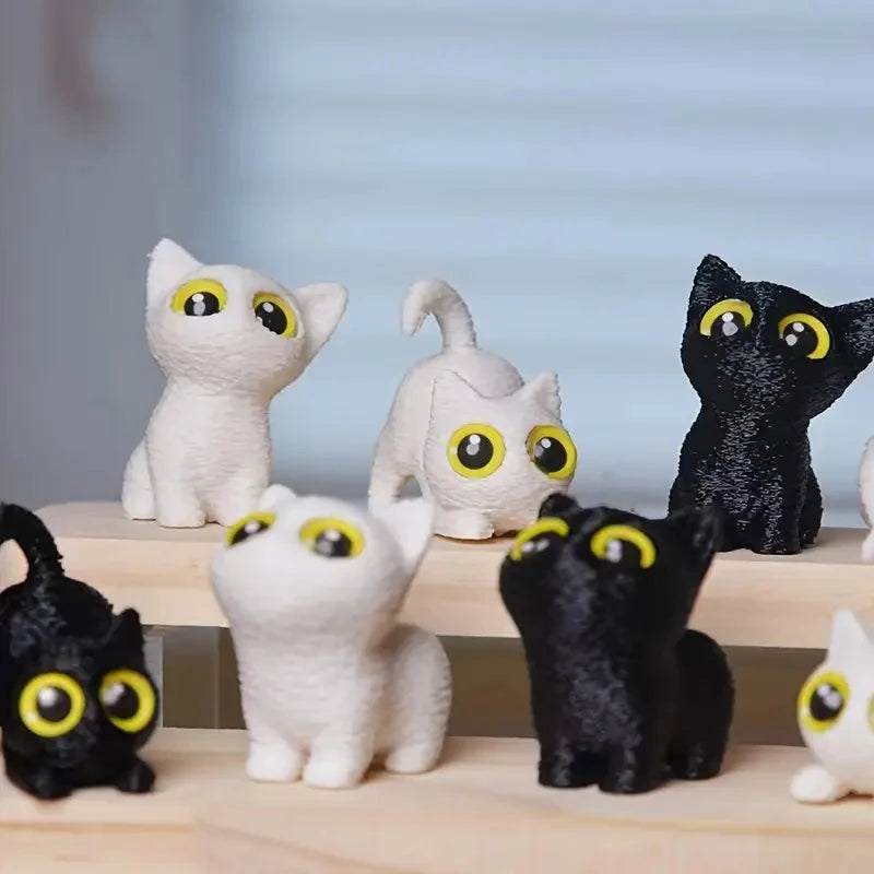 3D Printed Big-eyed Cat Ornaments Mini Statues Miniature Cute Kitten Zpaxo