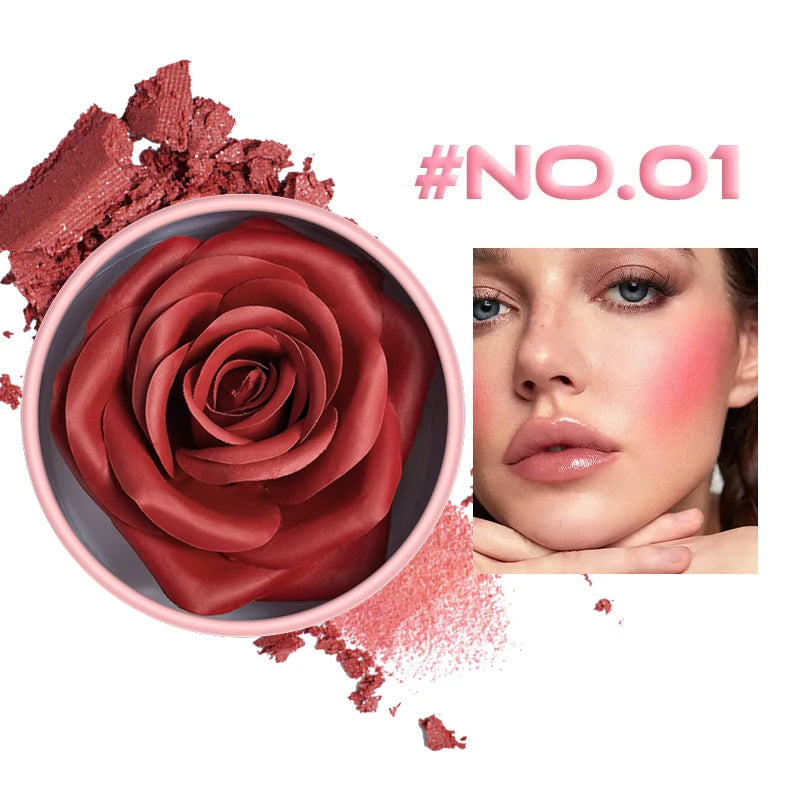 Floral Blush 3D petal Rose Petal Natural highlighter flower Blusher Pigment Long Lasting Face Makeup Brighten Effect cosmetics Zpaxo 01