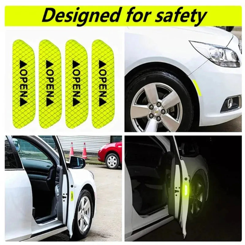Reflective Car Door Safety Warning Stickers – 4 to 16 Pack